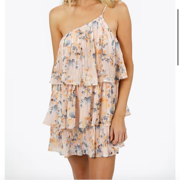 One Sholder Floral Mini Dress - Picture 1 of 2